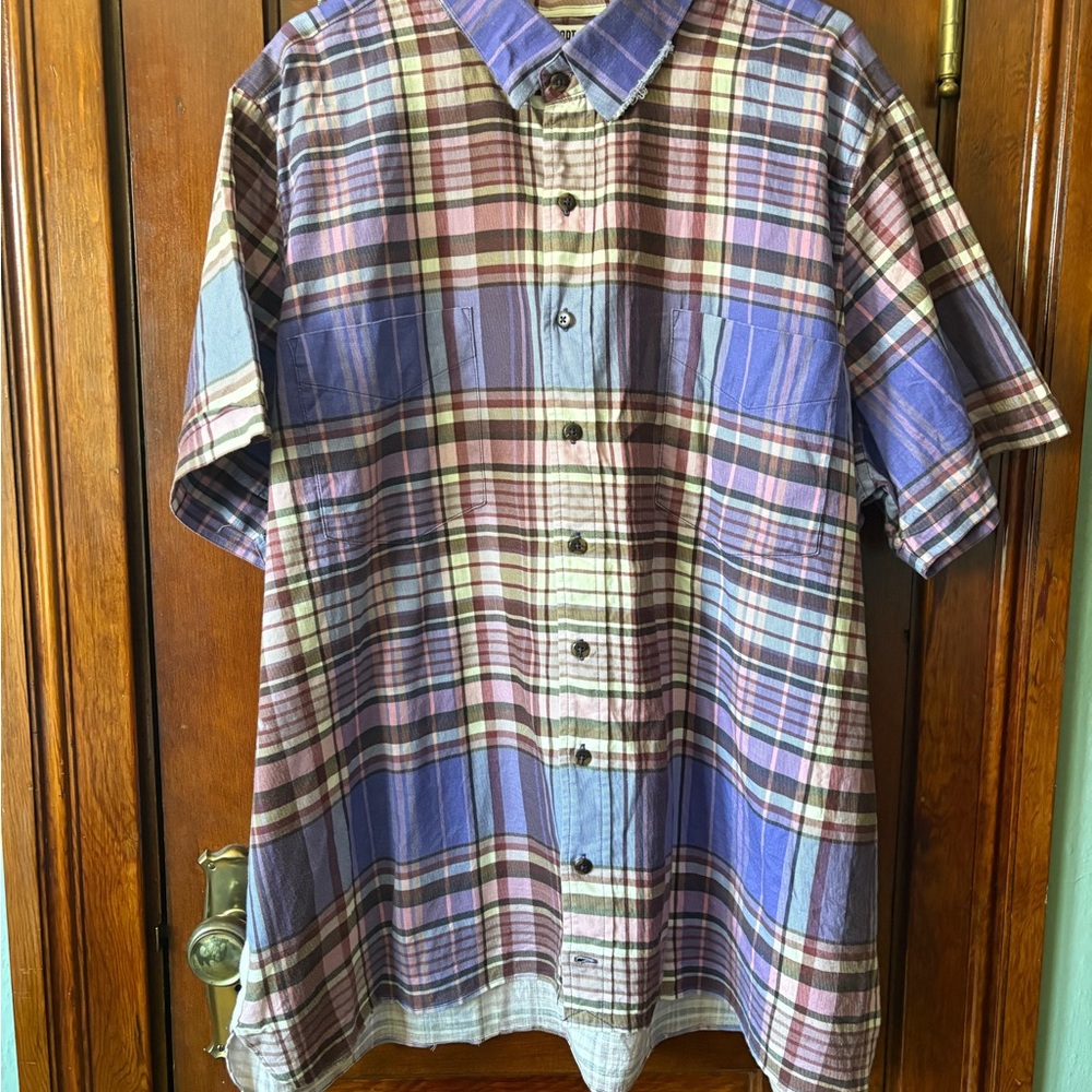BIG AND TALL! Men's Casual Plaid Button-Down Shirt - Blue and Purple